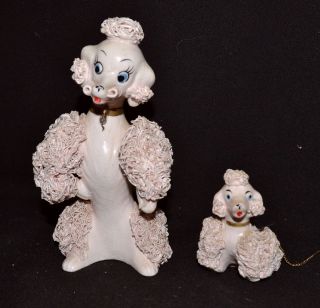 vintage pink spaghetti poodle and poodle pup 