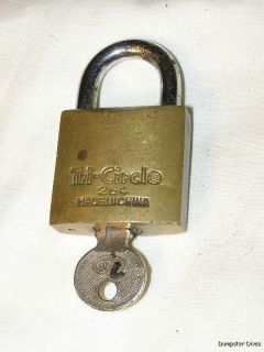 Vintage Old Tri Circle Hardened Lock China # 264 & 1 Key Marked Tri 