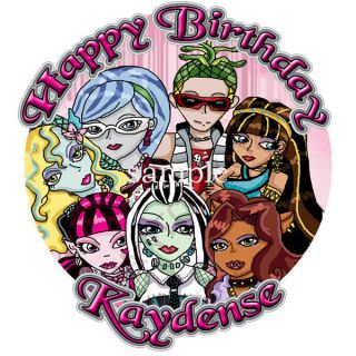 monster high round edible cake image icing topper dolls from