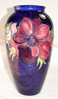 HUGE Vintage Moorcroft Pottery Anemone Vase, Signed by Walter Ltd Ed 