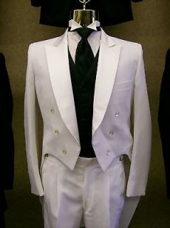 Mens White Tuxedo Tailcoat and Pant Peak Lapel Lord West All Sizes $ 