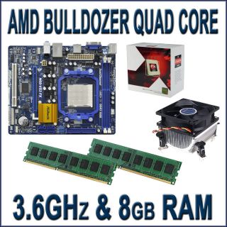   BULLDOZER 3.60GHZ QUAD CORE 8GB DDR3 MOTHERBOARD BUNDLE FX 4100 3.60