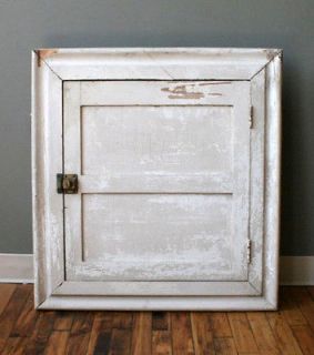   Vintage Distressed Wood Medicine Cabinet with Door Lock 1930s  40s