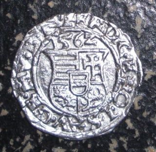 Medieval Hungary   1562 Silver Denar. Madonna with child coin