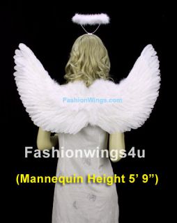 White bendable upswing feather angel wings marabou headband halo 