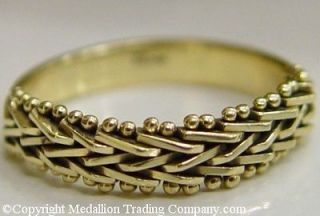 vintage 14k imperial gold wheat mesh weave flex wide band