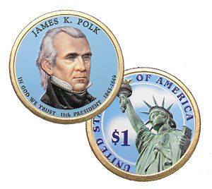 2009 p james polk colorized b u dollar coin expedited
