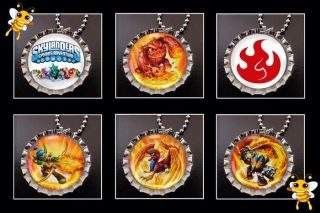 Skylanders Fire Element Birthday Party Pack of 6 Bottle Cap Necklaces