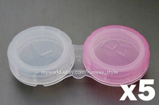   LOT OF 5x High Quality Korean Clear Contact Lens Cases   Pink & White