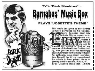 VINTAGE DARK SHADOWS JOSETTE MUSIC BOX AD REPRINT 10X7 1/2