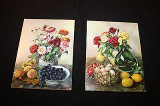 vintage pictures litho with flowers fruit eggs  4 99 buy 
