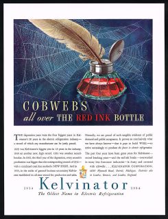 1934 Kelvinator Refrigeration Pays To Build Well Red Ink Bottle Print 
