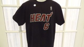 NWT NBA Adidas Mens Miami Heat Lebron James SS Player Tee Sizes S 
