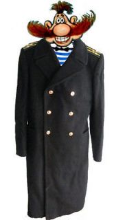 Russian NAVY 52 / L Officer uniform Woolen Black Coat Overcoat 175 