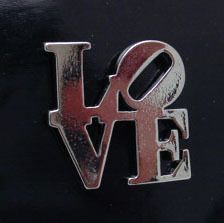 New Robert Indiana Polished Silver Love Lapel Jewelry Pin Brooch 