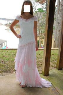 Custom Made National Pageant Prom Sherri Hill Pink White Dress Gown Sz 