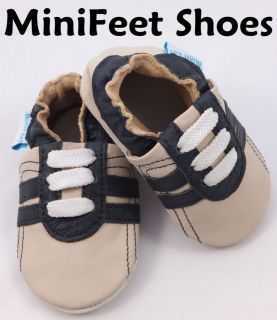 NEW SOFT LEATHER BABY SHOES 0 6, 6 12, 12 18, 18 24 MTHS BEIGE TRAINER