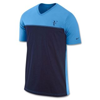   Roger Federer Hard Court Color Block Tennis Shirt Blues 481792 412