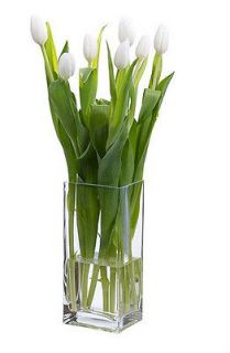 tall clear Rectangle Glass Modern Vase Wedding centerpiece Floral 