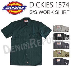   1574 Short Sleeve Work Shirt Black Khaki Dark Navy Charcoal Silver