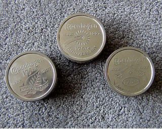 Vtg Lot Set of 3 Different Copenhagen Snoose Snuff Cans Tins 175th 