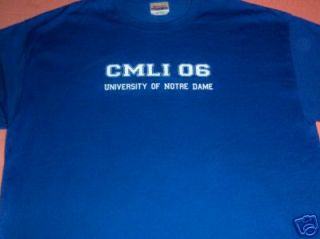 notre dame campus ministry cmli blue t shirt sz lg