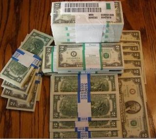 MONEY sequentially numbered  _CRISP BILLS TWO DOLLAR NOTES 