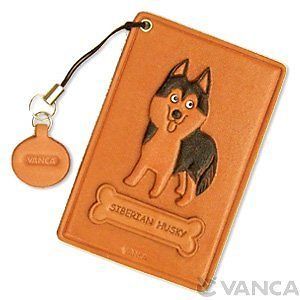   Husky Handmade Dog Leather Commuter ID Pass Card Holder *VANCA* #26470