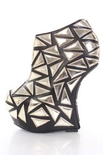 JCD Clinic Gold Black Patch Heel Less Wedge 6 Curved Gravity Wedges 