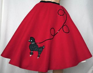 New Red 50s Poodle Skirt Adult Size Small Waist 25 32 L25