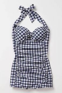 Anthropologie Dolly Gingham Maillot One Piece Swimsuit Size 10 