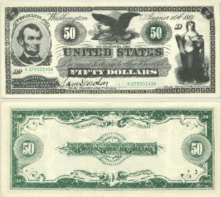   LINCOLN $50 DEMAND MOVIE PROP STAGE MONEY NOTE w/SERIAL NUMBERS