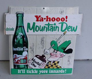 YAHOO Mountain Dew Diecut Sign with Hillbilly & Bottle reissue