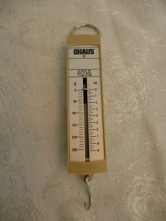 Vtg Ohaus Hanging Scale WORKS Ounces & Grams Spring Weight Scientific 
