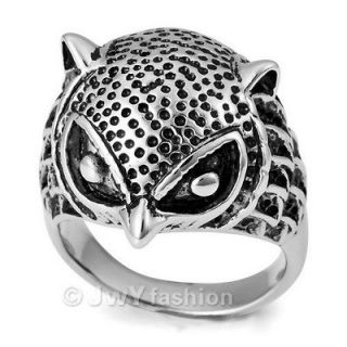 unique mens owl stainless steel ring ve207 size 8 12