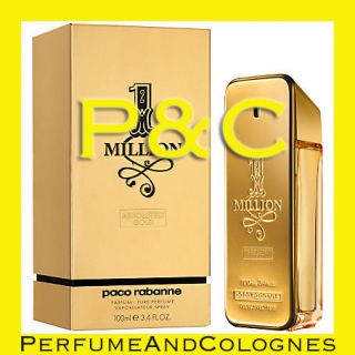 Paco Rabanne 1 Million Absolutely Gold 3.4oz Pure Parfum Spray Cologne 