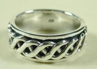Sterling Silver Braided Wave SPINNER Ring   Sizes 7 12