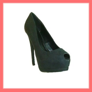 New Women Black Peep Toe Stiletto Platform High Heel Pump Size 9 