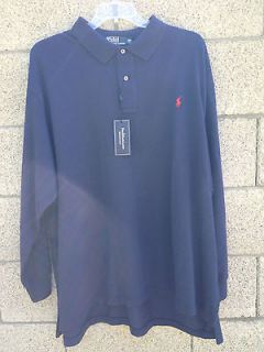 NWT Polo Ralph Lauren Polo Shirt Classic Mesh L/S $95 4XB Navy w/Red 