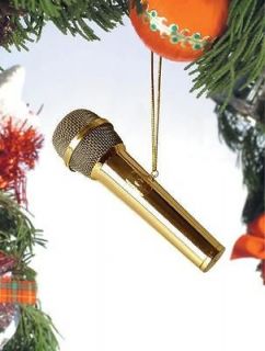 Miniature/Mini Golden Microphone Christmas Tree Ornament NEW