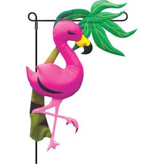 Tropical Pink Florence Flamingo Palm Tree Inflatable Garden Banner