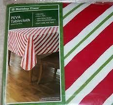 CANDY STRIPE 60 X 102 OBLONG PEVA TABLECLOTH BY HOLIDAY TIME