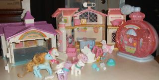   1980S MY LITTLE PONY SHOW STABLE NURSERY PERFUME PALACE + PONIES LOT