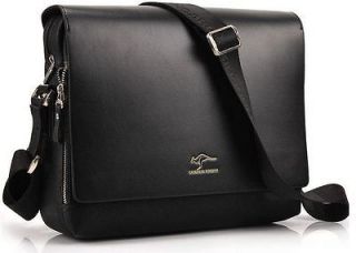 New Mens Kangaroo Kingdom Black Leather Shoulder Messenger Bag 