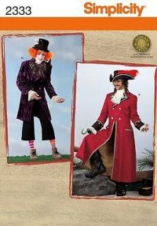   SEWING PATTERN 2333 MENS MAD HATTER & CAPTAIN HOOK COSTUMES L XL