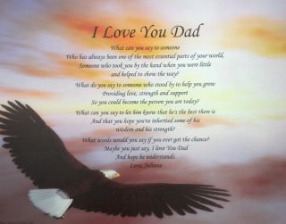 LOVE YOU DAD POEM PERSONALIZED GIFT BIRTHDAY, CHRISTMAS, FATHERS 