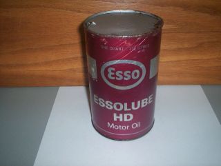 Vintage Red 1975 Essolube HD Esso Motor Oil Can Tin 1 IMP Quart