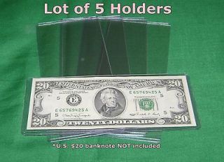 CURRENCY TOPLOADERS HOLDS PAPER DOLLARS NEW 6 U.S. BILL HOLDER