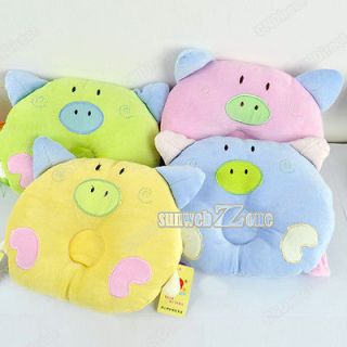 S0BZ Cute Piggy Pig Head Shape Baby Soft Cotton Infant Pillow Prevent 
