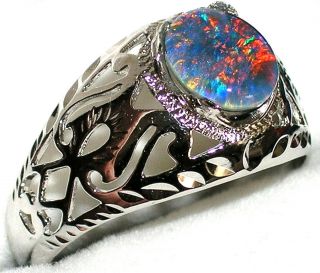men s australian opal sterling ring 268 great color returns